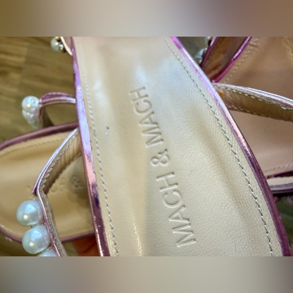 Mach & Mach Pearl Chain PVC Pointed Toe Heels Pink US 9.5 - Picture 6 of 11